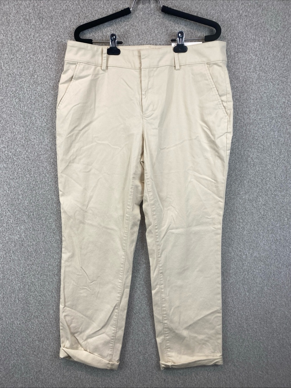 LOFT Girlfriend Chino Women Pants Size 12 Beige Mid Rise Inseam 28”